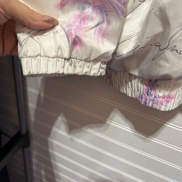 Adidas Lightweight Zip Up Script Print Silky Jacket Size L/XL - Picture 4 of 11